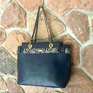 New condition Navy Blue purse with faux snakeskin accents.